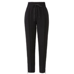 Cinq a Sept Black Adalie Pants High Rise Drawstring Waist Zipped Cuffs Black XS